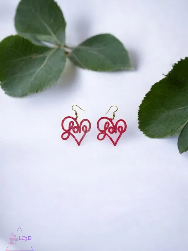 Love on heart earrings