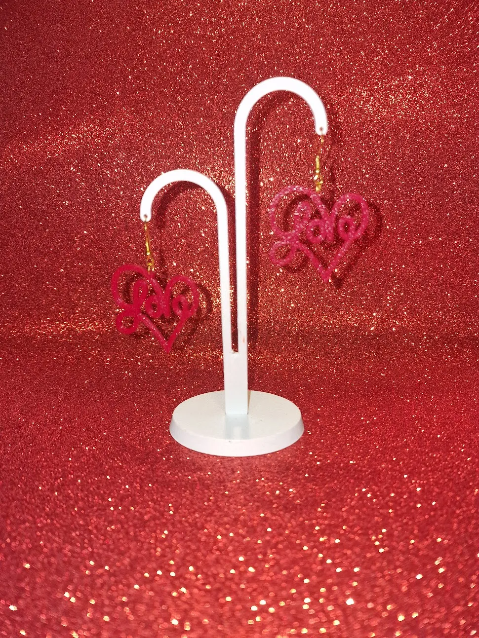 Love on heart earrings view 3