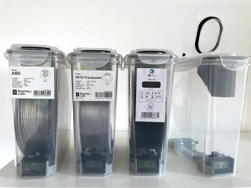 Filament Dry Box w Desiccant Container +Hygrometer