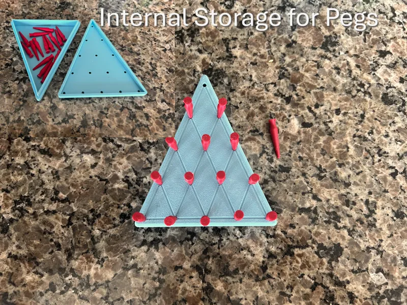 Peg Triangle Game with Storage for Pegs