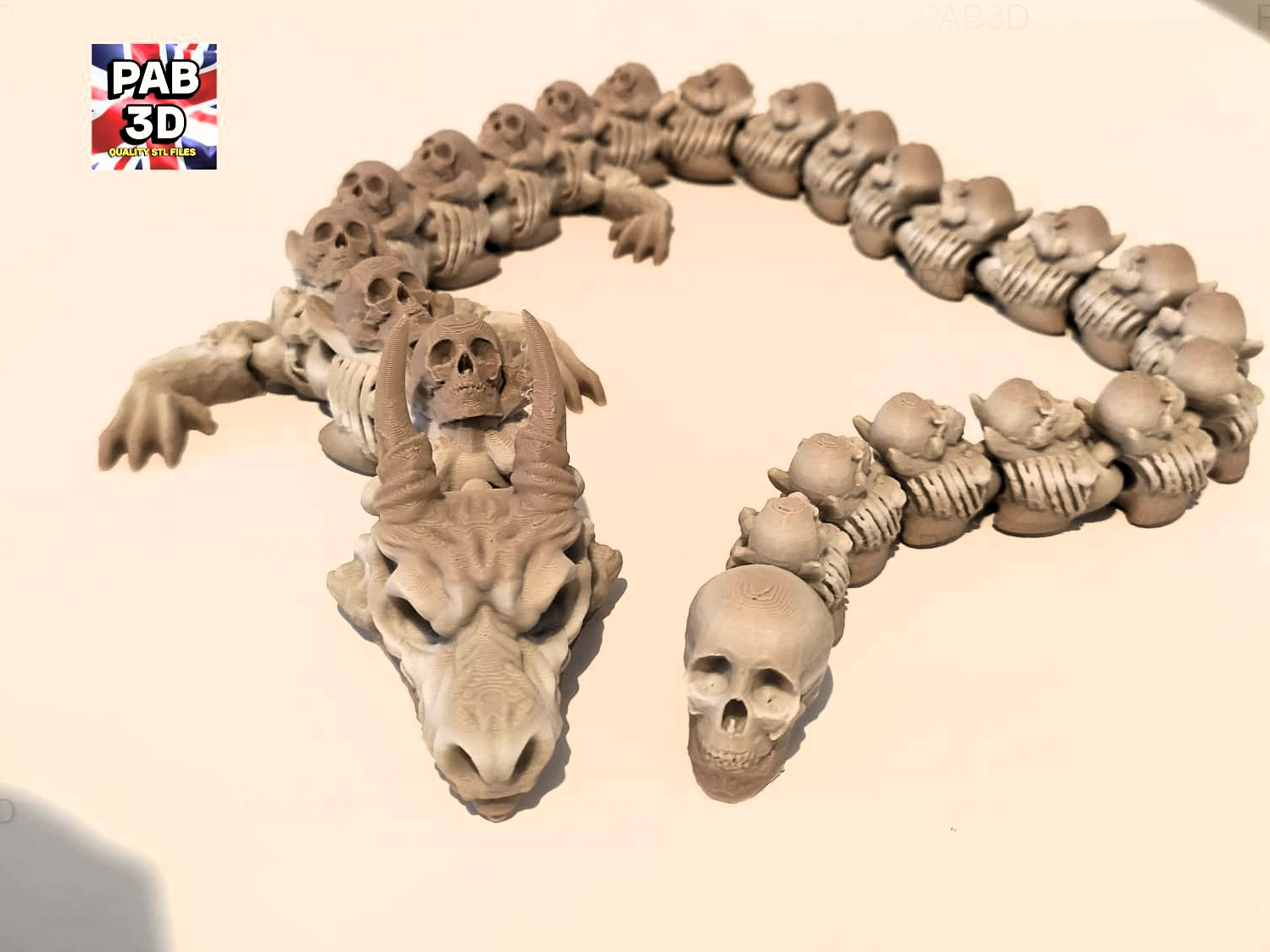 Articulated flexi dragon skull and bone V2