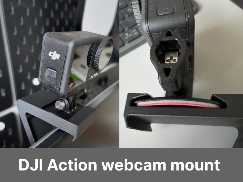DJI Action camera webcam mout | No screws required
