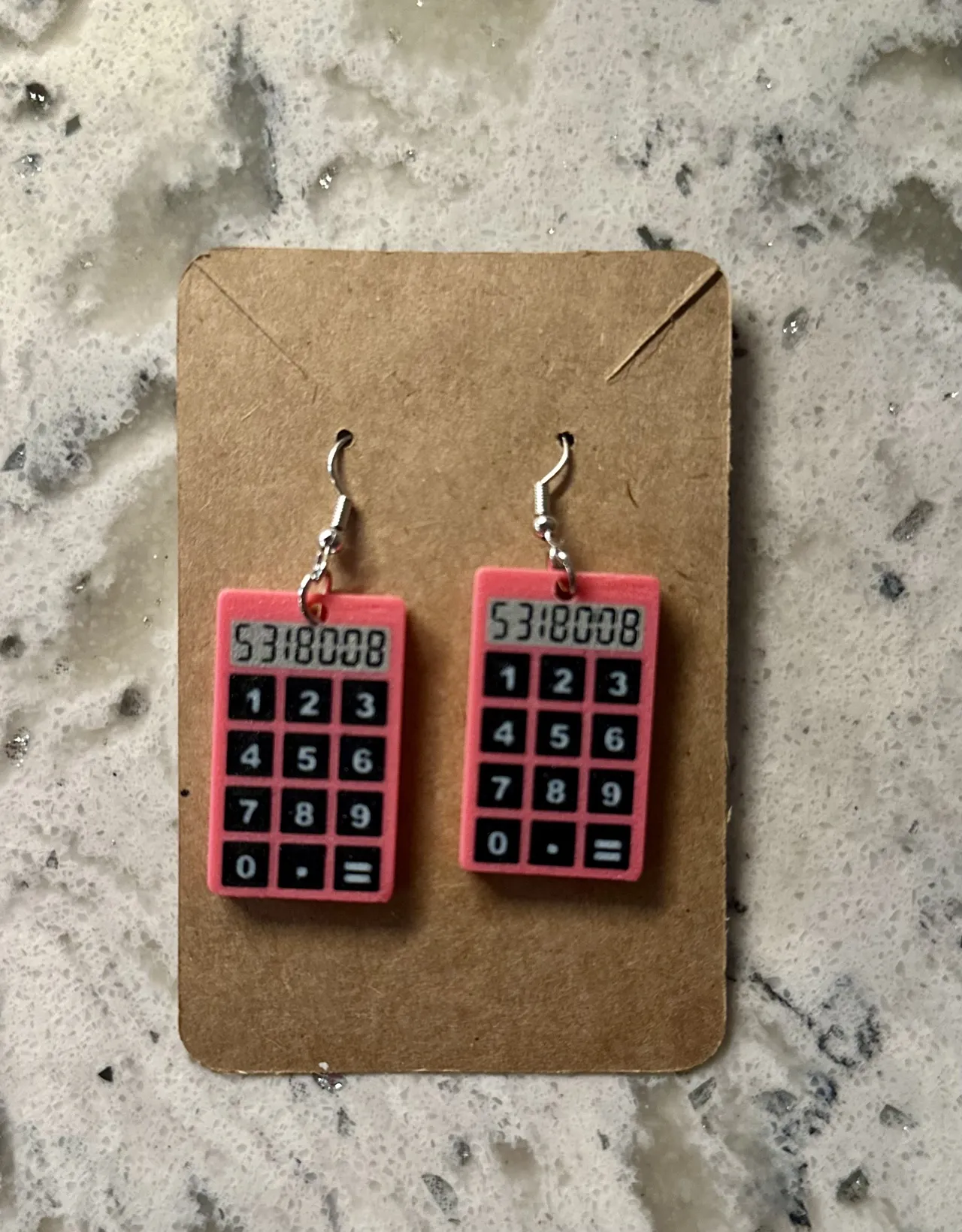 Calculator earrings view 2