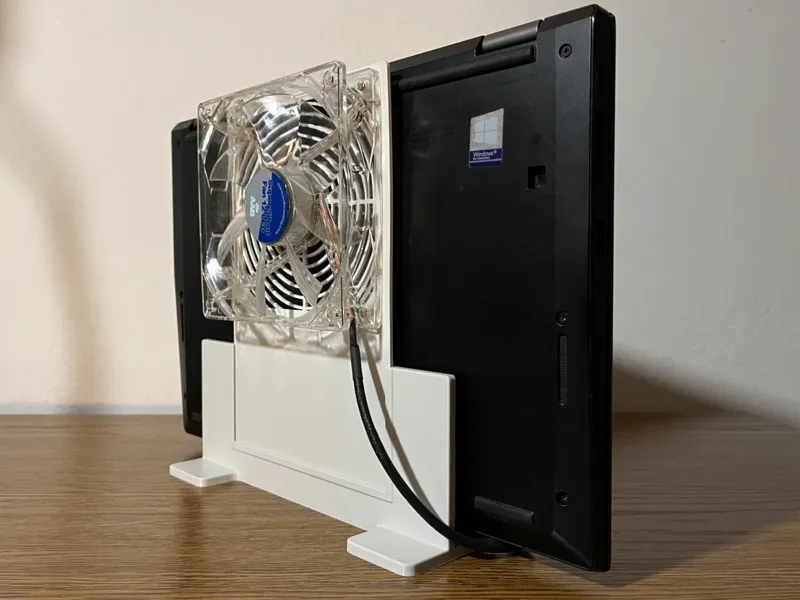 Laptop cooling stand - vertical with fan mount