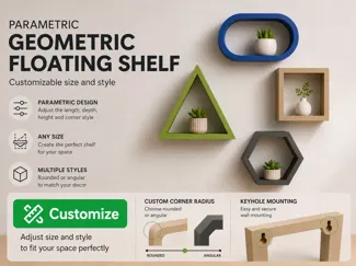 Parametric Geometric Floating Wall Shelf