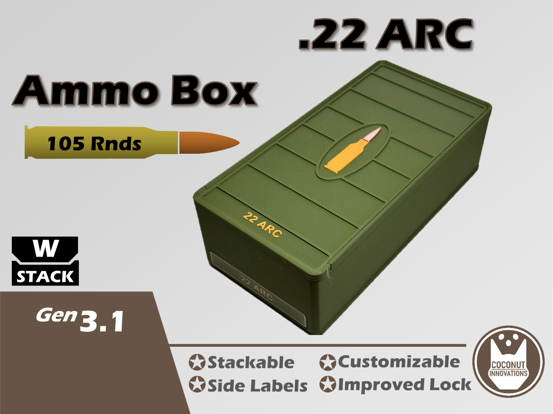 Ammo Storage Box - .22 ARC - 105 Rounds