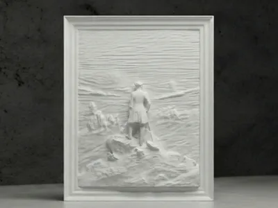 Wanderer above the Sea of Fog - Sculpture Painting