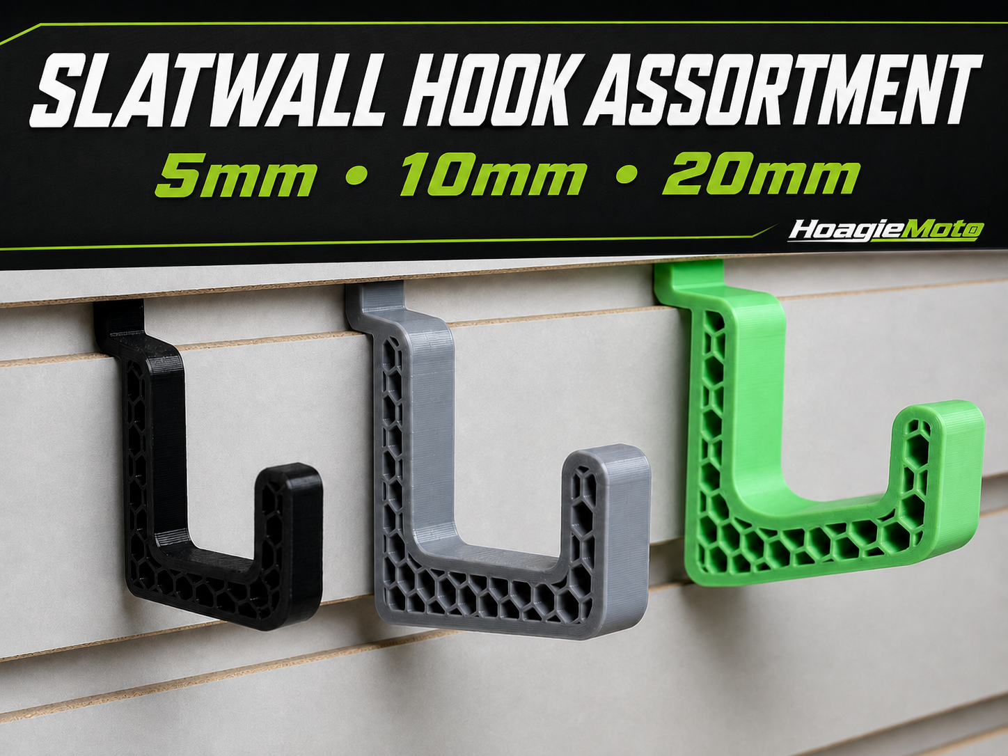 Hexagon Slatwall Hook Assortment – 5, 10 & 20mm