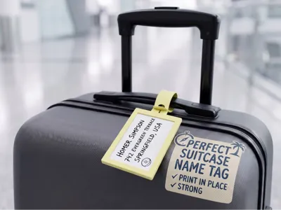 Perfect name tag for suitcase, strong, writable