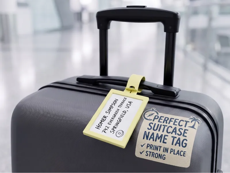 Perfect name tag for suitcase, strong, writable