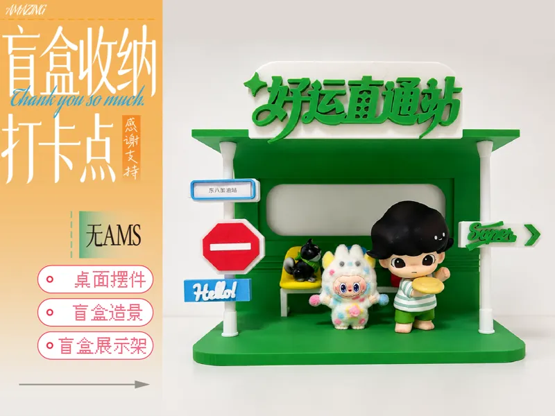 好运直通站｜盲盒收纳玩偶拍照打卡点展示架桌面摆件，拆件，无AMS