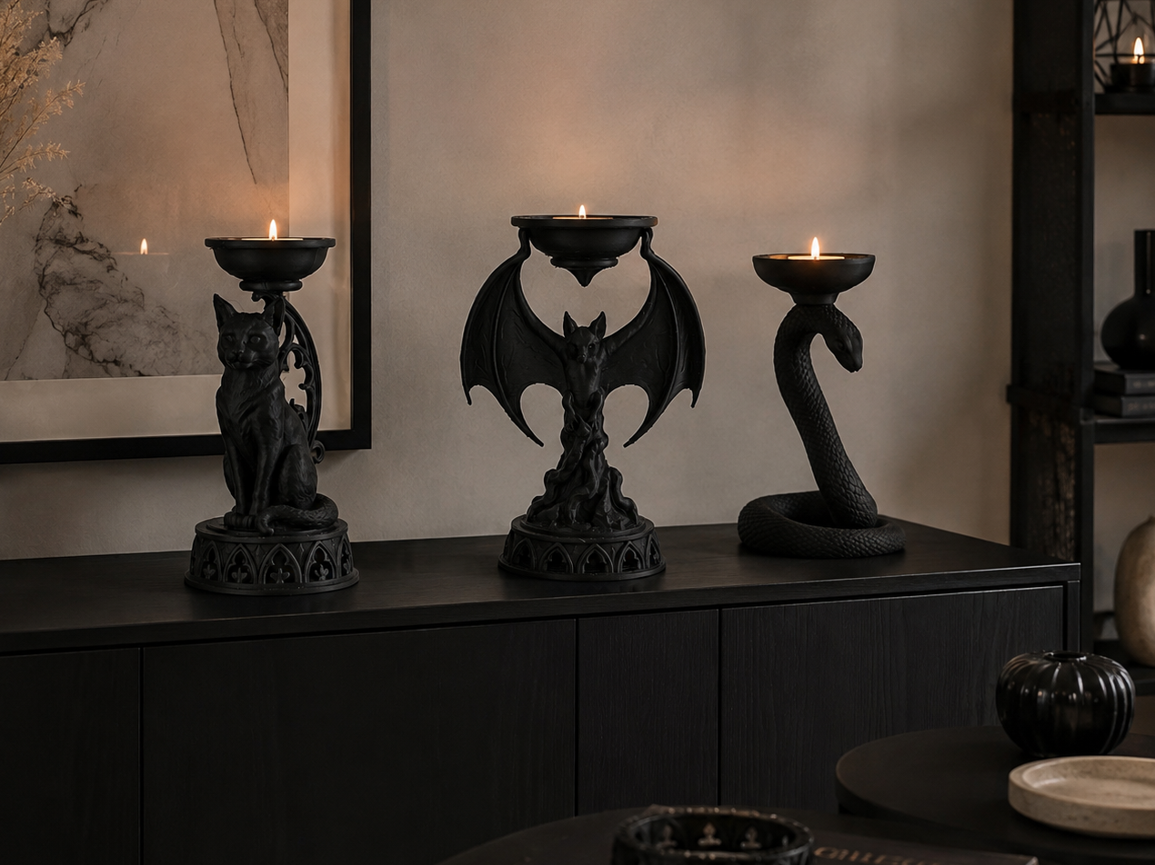 Gothic Candle Holder –Dark Decorative Candle Stand - 1