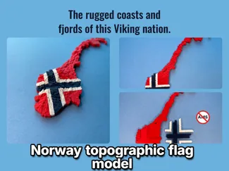 Norway topography flag model Norge Noreg