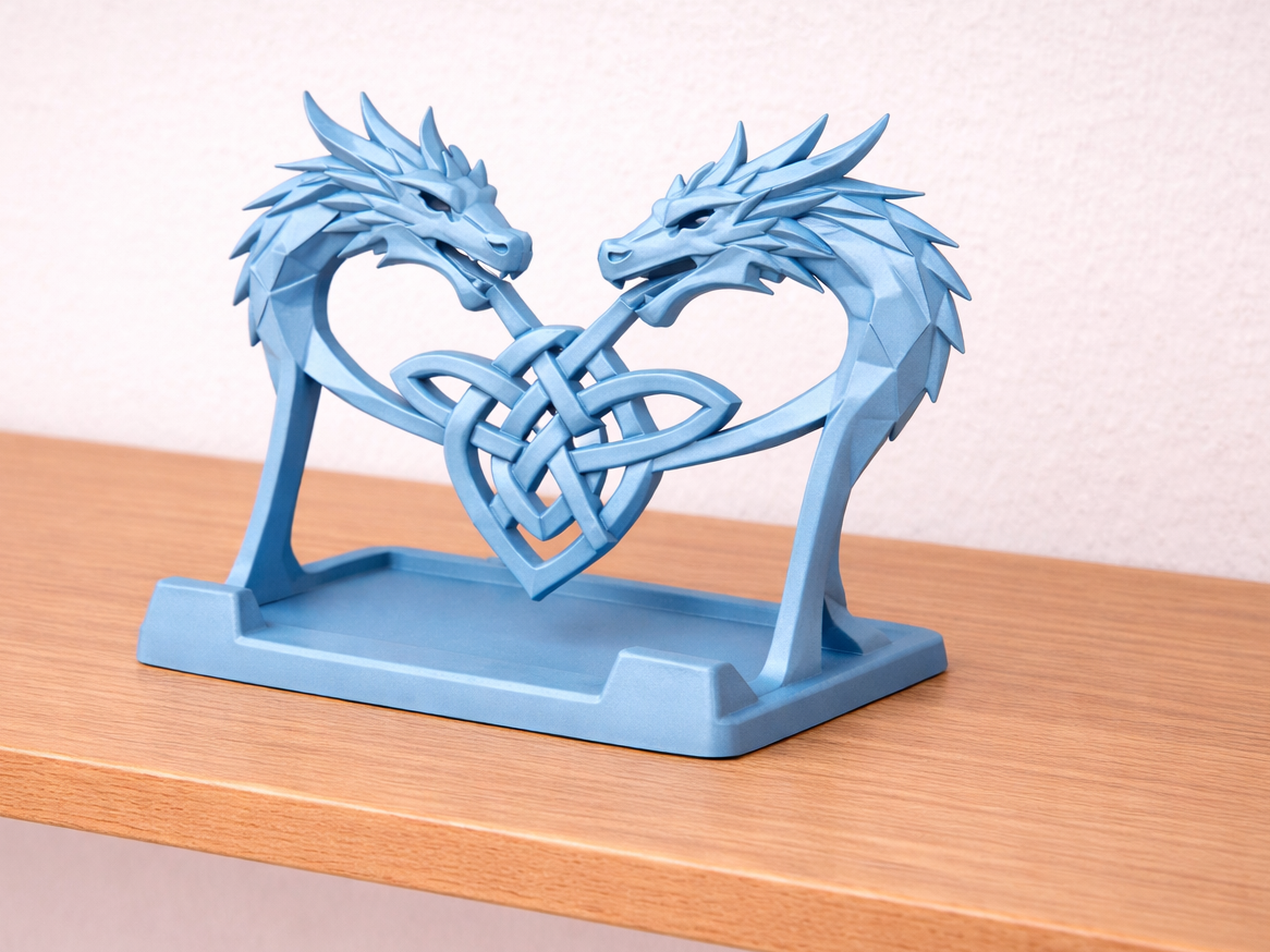 Dual Dragon Phone Holder – Celtic Knot Stand