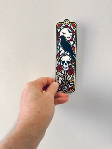 Accesorio de lectura: Gothic Raven Skull Bookmark Moon, Roses Pentagram — vista de referencia 3