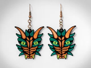 Oriental dragon earrings view 2