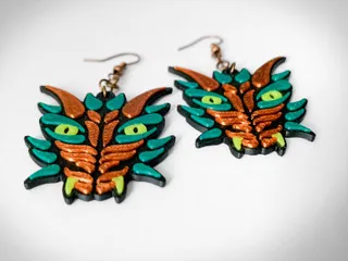 Oriental dragon earrings view 4