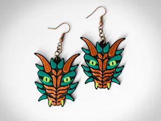 Oriental dragon earrings view 3