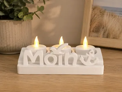 LED Tealight Holder with Exchangeable Lettering