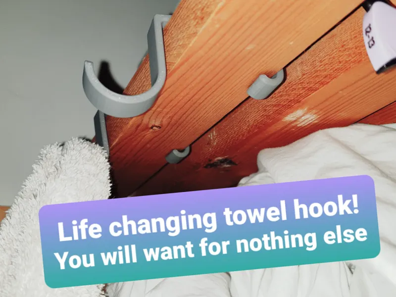 Towel hook for timber slats