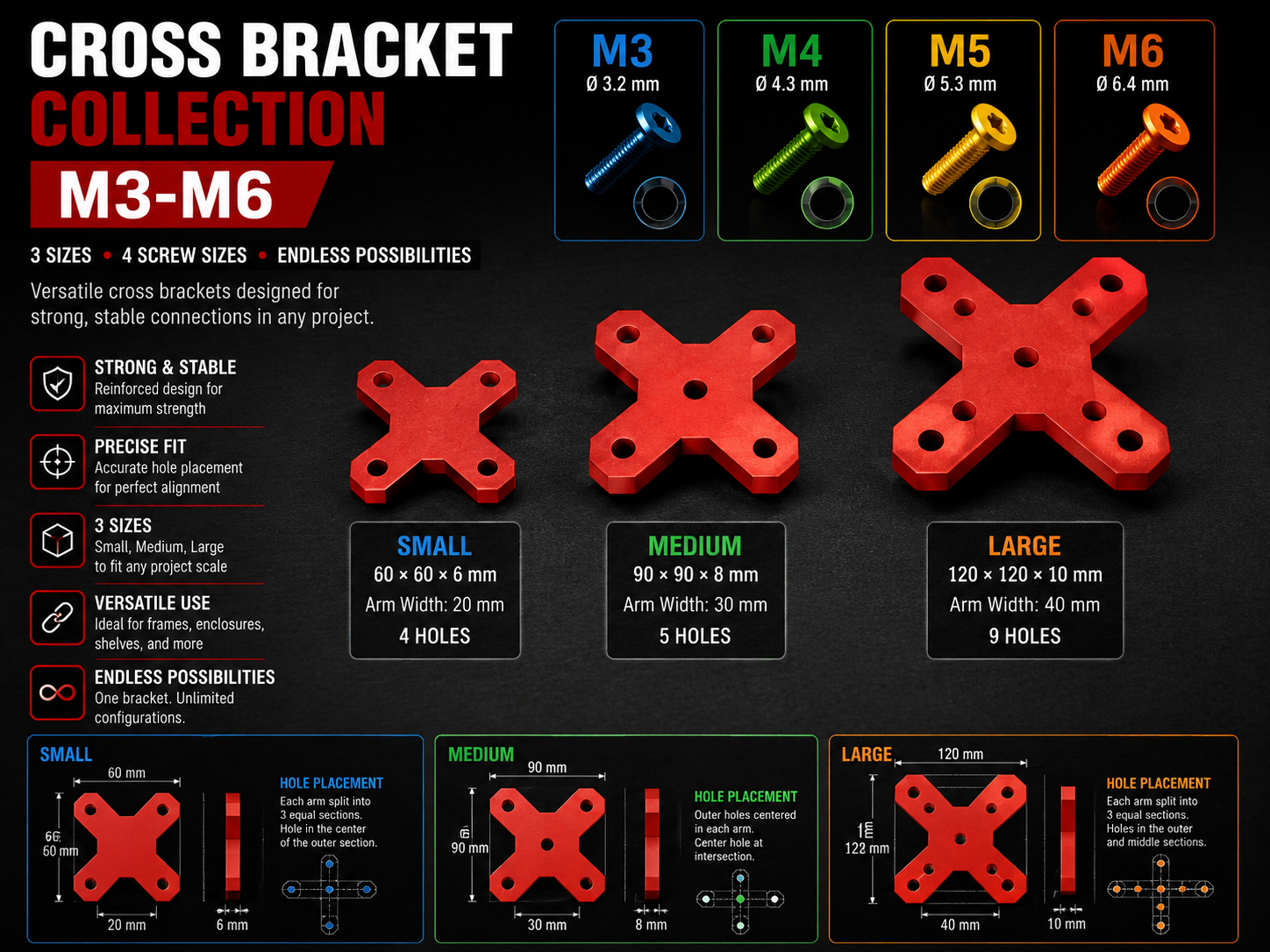 Cross Bracket Collection M3, M4, M5, M6