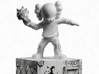 Kaws x Banksy Flower throwing bomber art