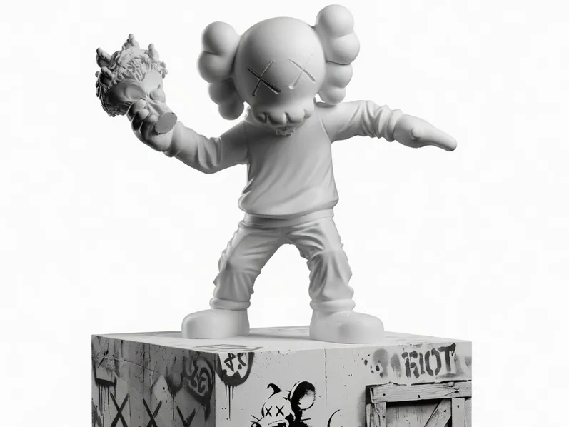Kaws x Banksy Flower throwing bomber art