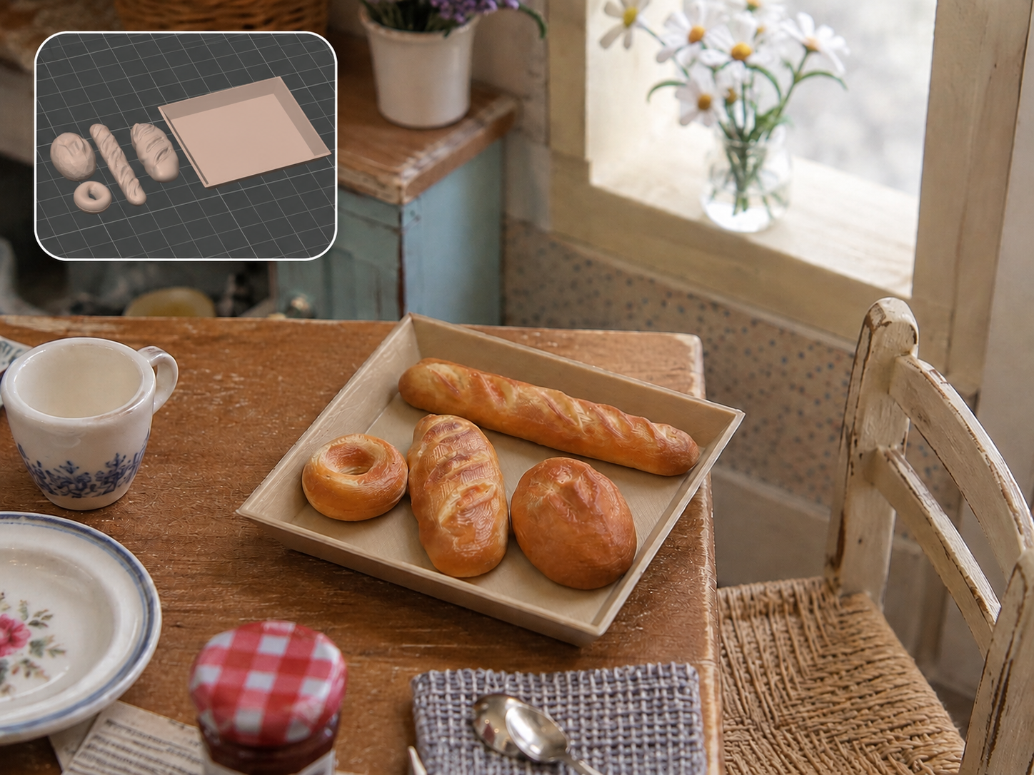 Miniature Dollhouse Bread Set #1