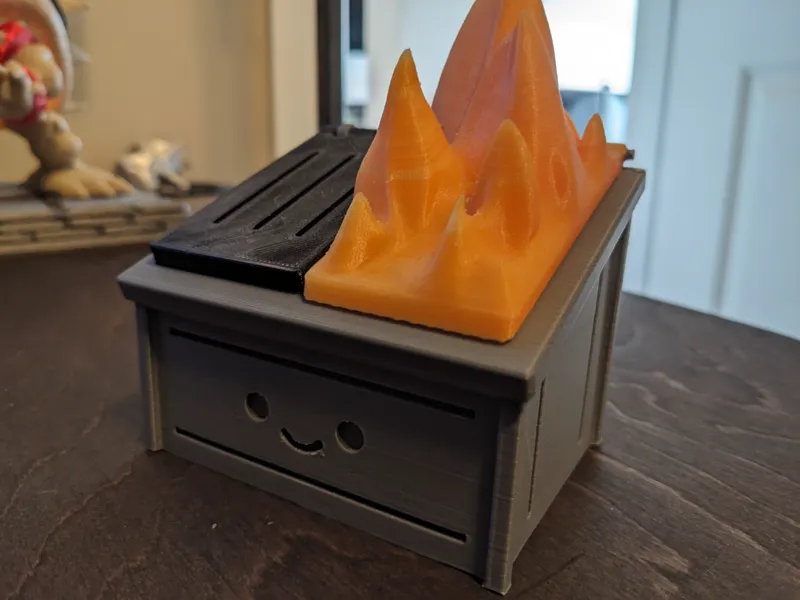Dumpster Fire storage bin