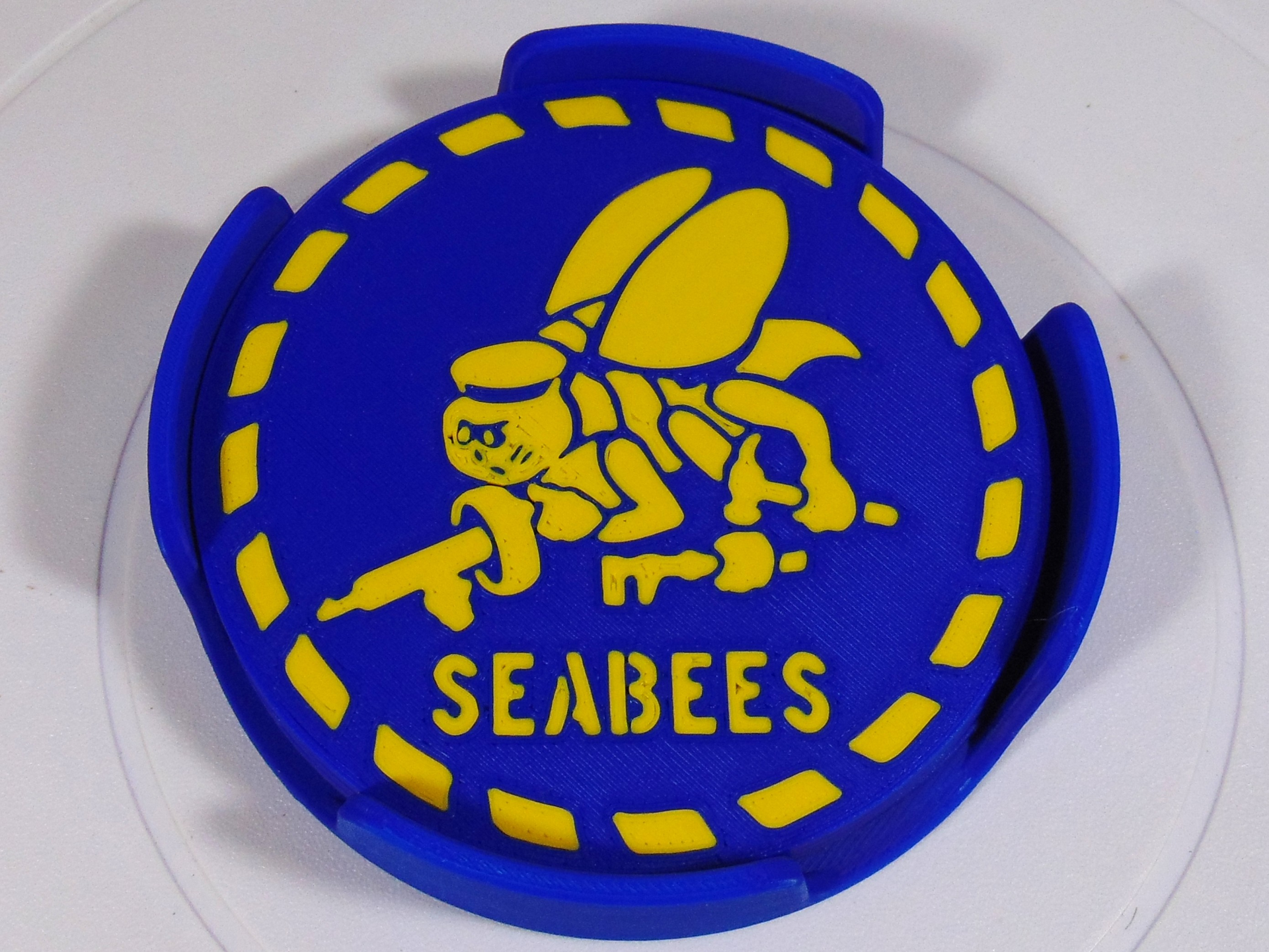 US Navy Seabees Coaster Set With Holder 100mm
