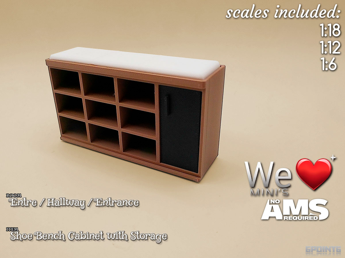 Shoe Bench Cabinet with Storage - 3D printed Other Miniatures, in stock in India