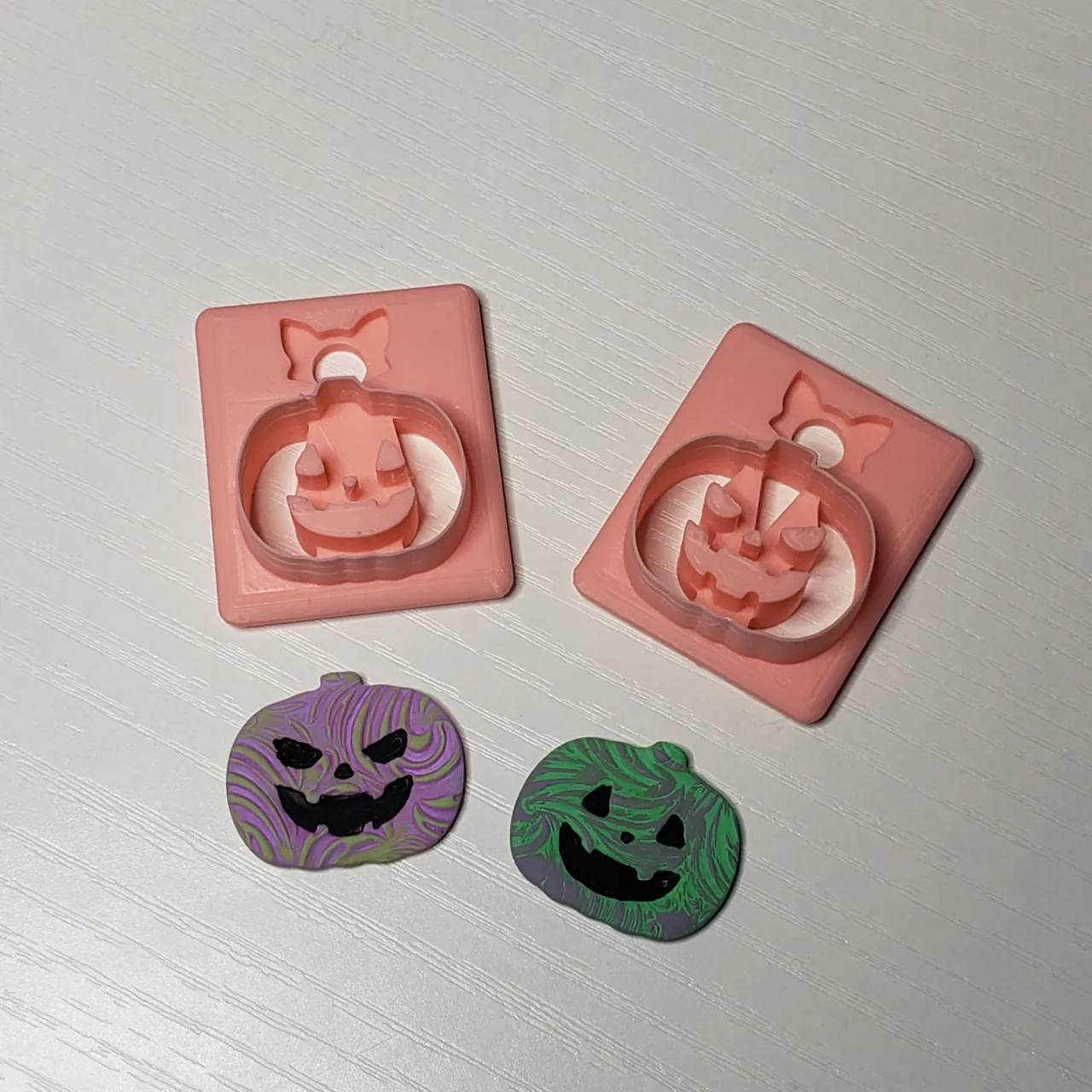 Happy Jack O' Lanterns Polymer Clay Earring Cutter view 2