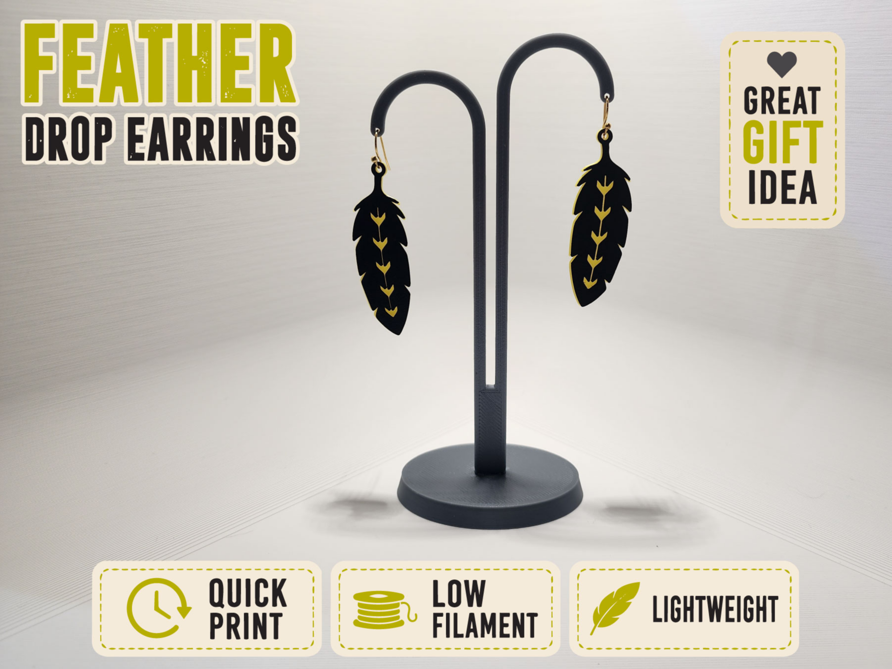 Layered Feather Drop Earrings