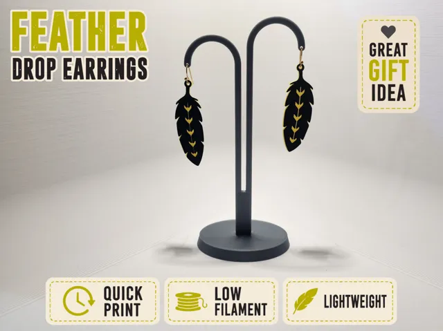Layered Feather Drop Earrings