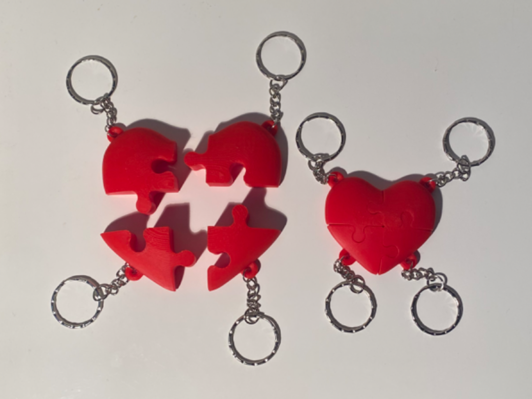 Puzzle Heart: 4-Piece Friendship Keychain or Charm