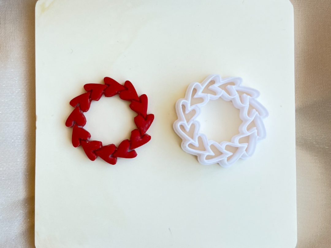 Connected Hearts Wreath Polymer Clay Cutters
