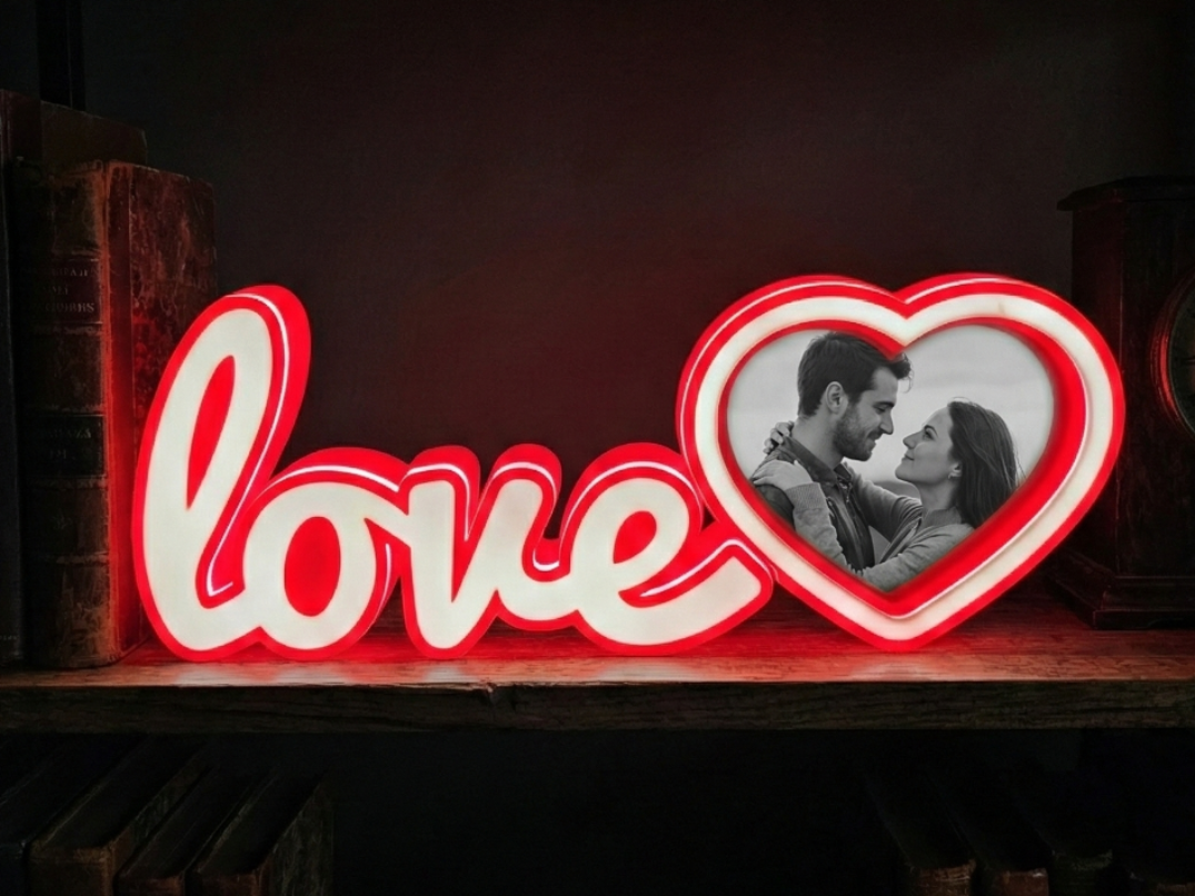Love Heart Photo Frame LED Lamp