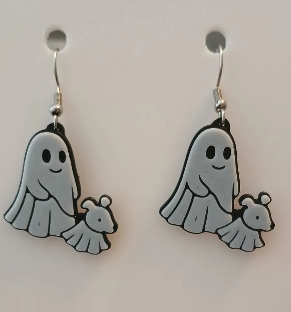 Walking Ghost Dog Earring Keychain No AMS Needed view 3