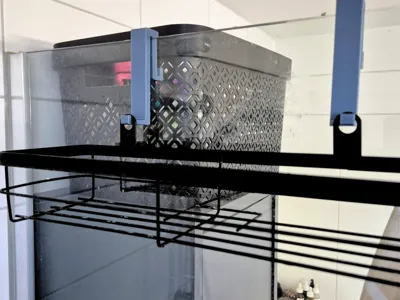 Dual-Purpose Shower Basket Hanger with Towel Clip