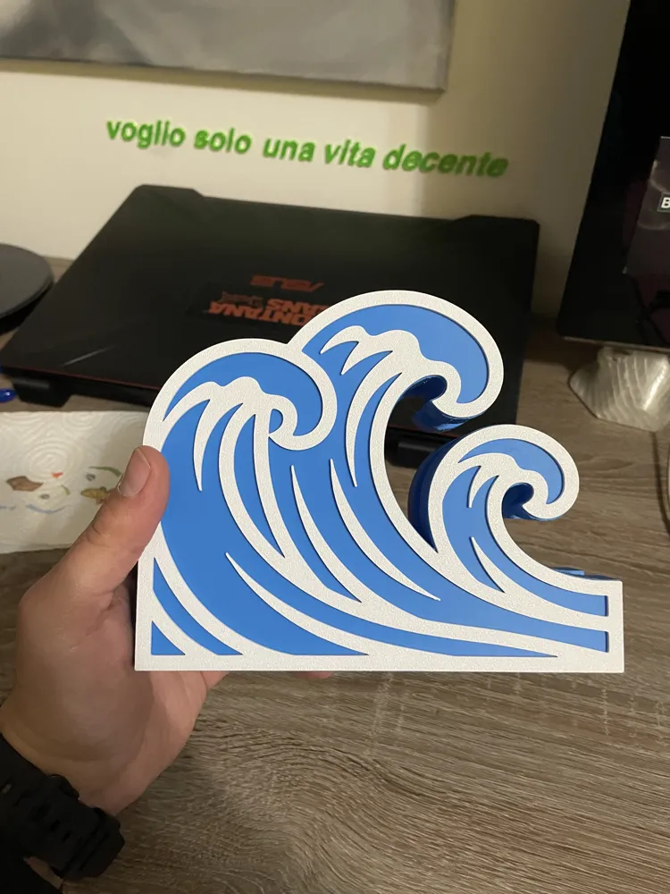 MacBook Stand - Ocean Wave - Free 3D Print Model - MakerWorld