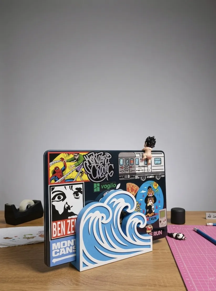 MacBook Stand - Ocean Wave - Free 3D Print Model - MakerWorld