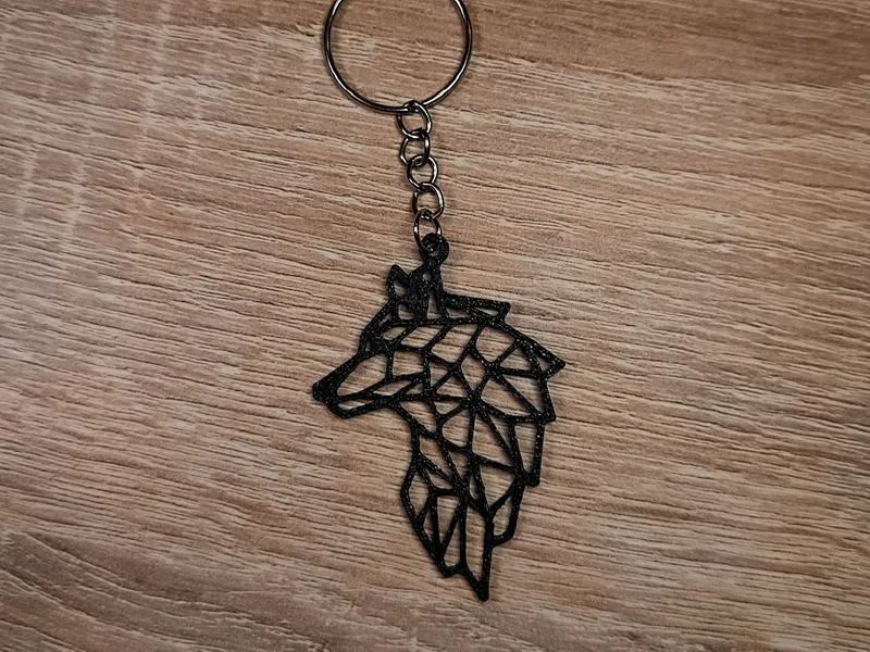 Low Poly Wolf Keychain