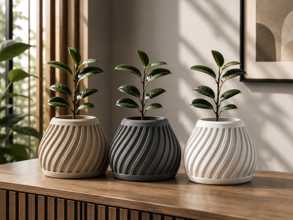Maceta decorativa: Twisted Rib Vase | Planter | 4 Sizes. Referencia del modelo original.