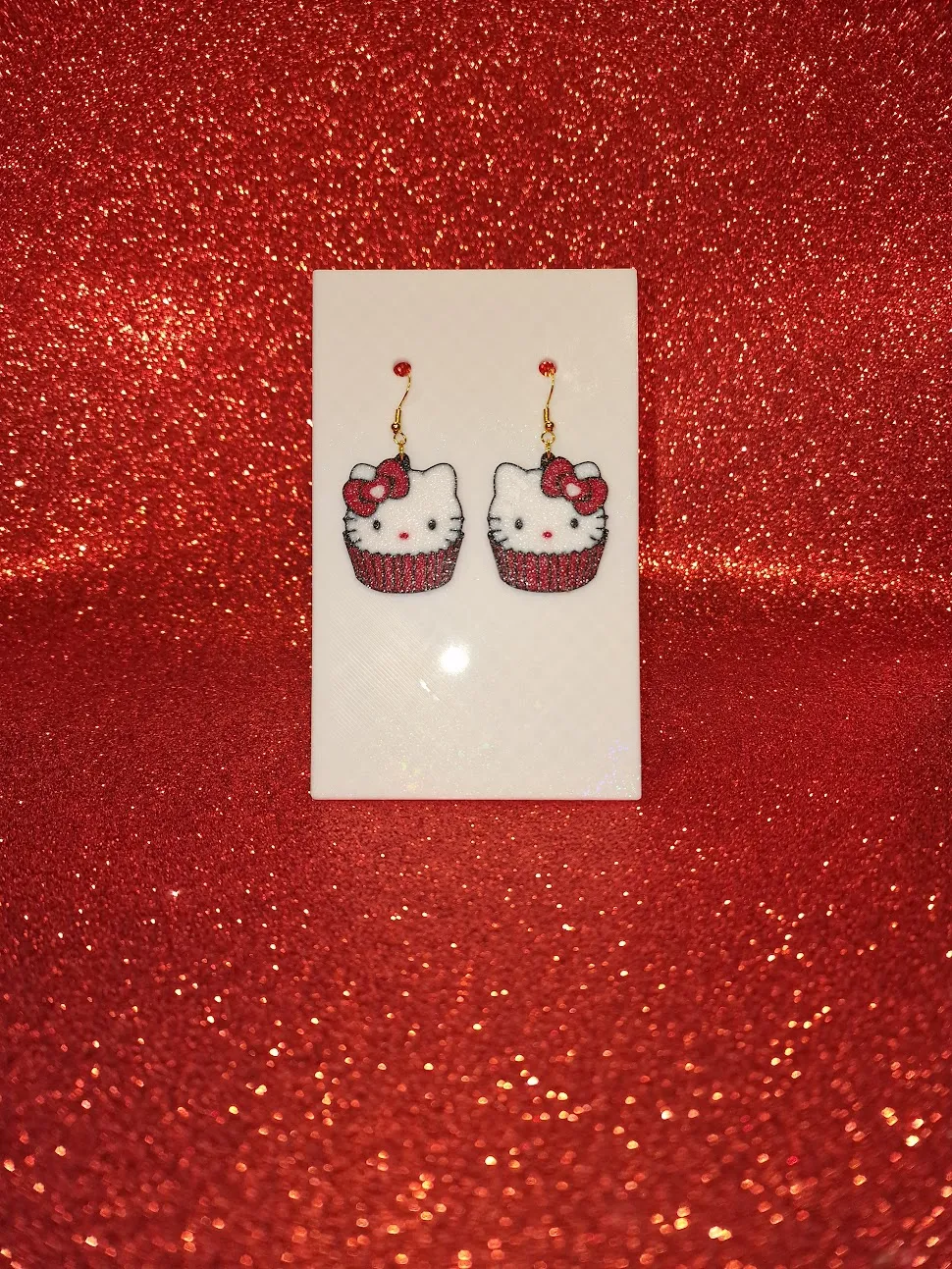 Hello kitty cupcake earrings view 2
