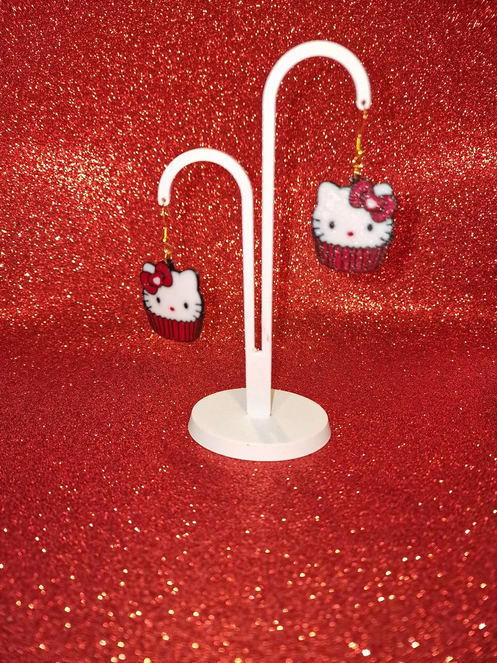 Hello kitty cupcake earrings view 3