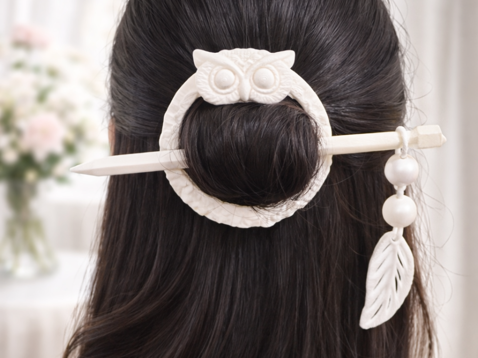 owl hairpin set with tassel