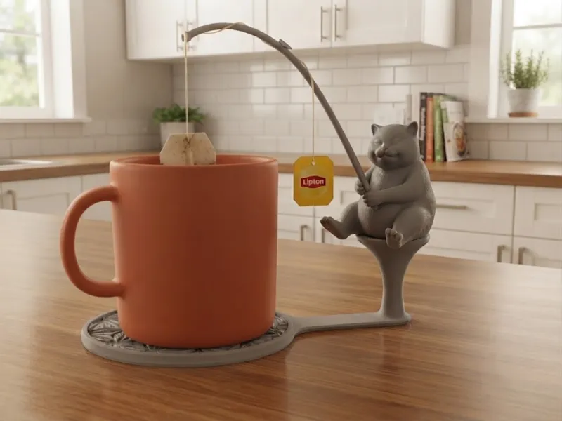Fishing Cat Teabag Holder