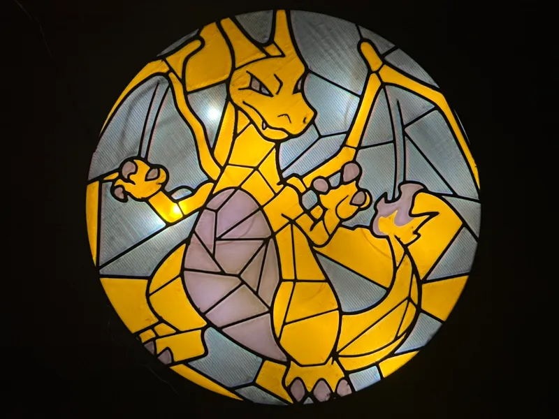 Charizard Pokemon Stained Glass Lightbox Suncatch