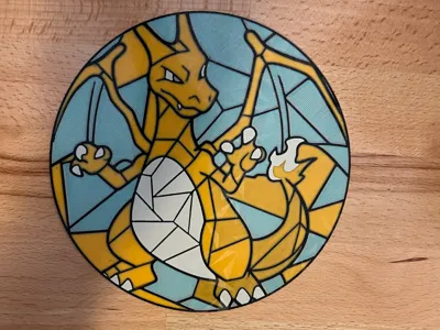 Charizard Pokemon Stained Glass Lightbox Suncatch
