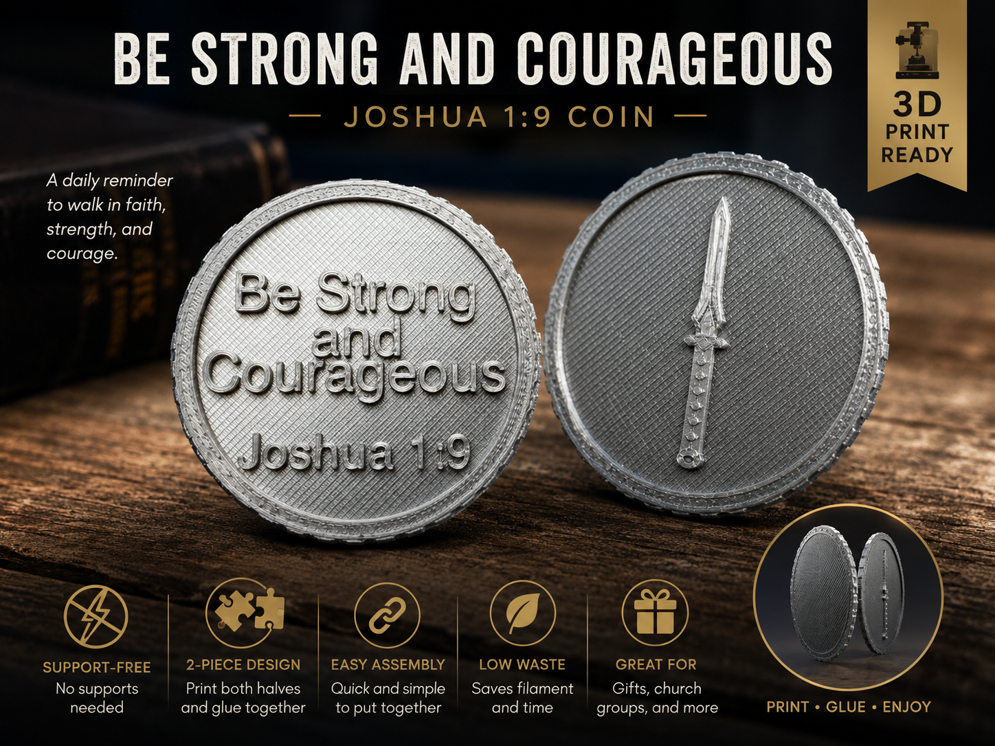 Be Strong and Courageous Coin – Joshua 1:9
